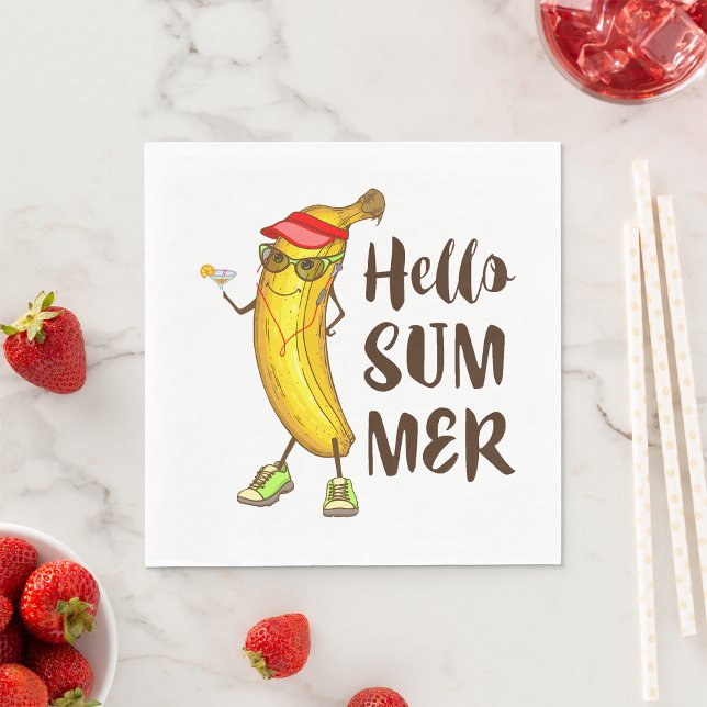 Guardanapo De Papel Legal Banana Hello Summer Funny Fruta tropical (Criador carregado)