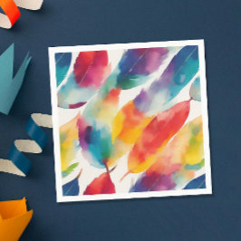 Guardanapo De Papel Legal Colorida Rainbow Indian Feather Watercolor
