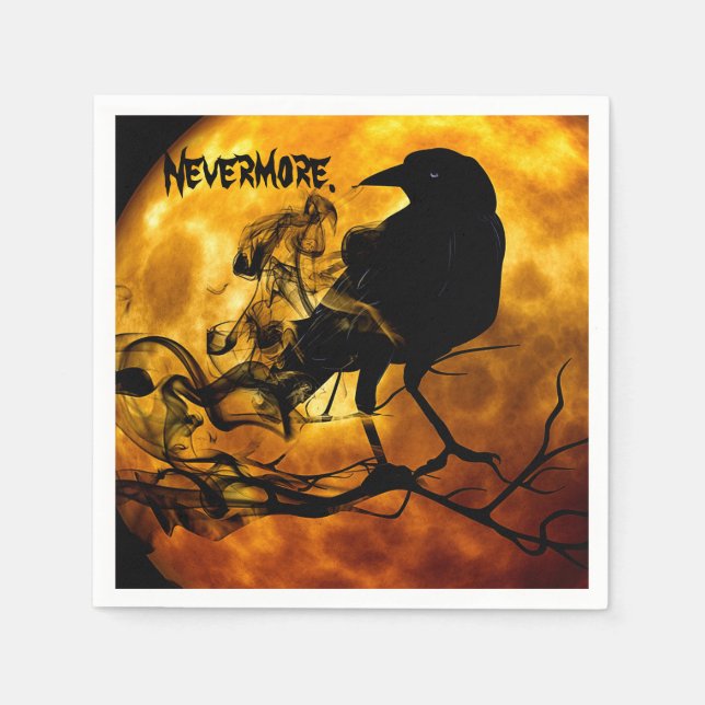 Guardanapo De Papel Legal Raven Crow Orange Moon Halloween (Frente)
