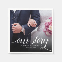 Guardanapo De Papel Legant Our Story Photo Wedding Manuscrito