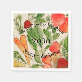 Guardanapo De Papel Legumes de jardim aquarela brilhante