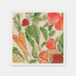 Guardanapo De Papel Legumes de Verão aquarela jardim cenouras beterrab