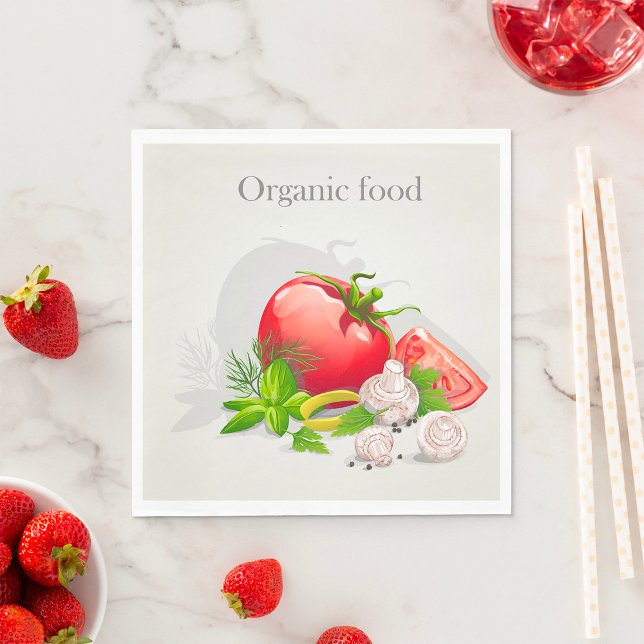 Guardanapo De Papel Legumes Frescos de Fazenda Orgânica Tomate e Ervas (Criador carregado)