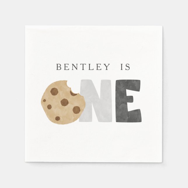 Guardanapo De Papel Leite e Cookies Primeiro Aniversário (Frente)