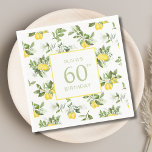 Guardanapo De Papel Lemon Citrus 60th Birthday<br><div class="desc">Limão Citrus 60º aniversário de guardanapos. Fácil de mudar o texto.</div>