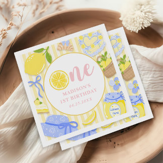 Guardanapo De Papel Lemon Citrus Summer Lemonade 1st Birthday Party 