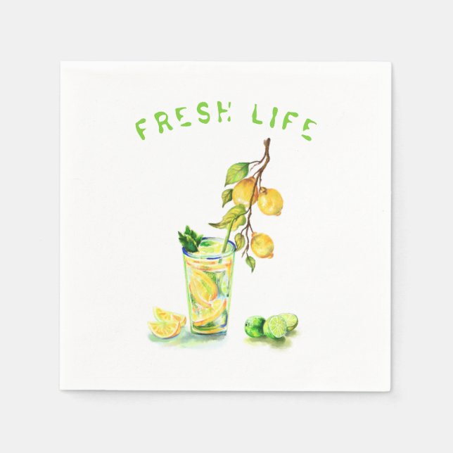 Guardanapo De Papel Lemon Juice Drink Lemonade Summer Party Napkins (Frente)