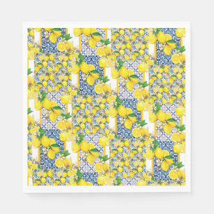 Guardanapo De Papel Lemon Português Azulejo Mediterrâneo Santorini