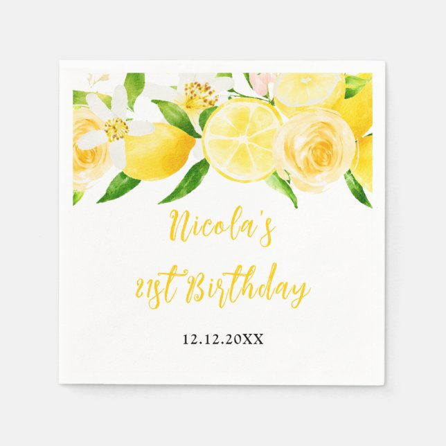 Guardanapo De Papel Lemons and Foliage Birthday (Frente)