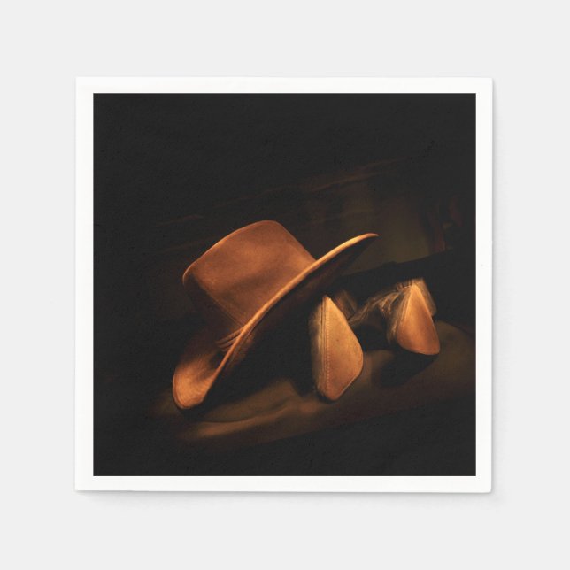 Guardanapo De Papel Lenço de papel de chapéu e botas de Cowboy Western (Frente)