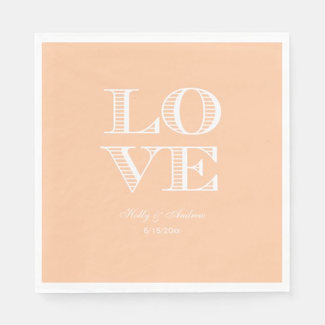 Guardanapo De Papel Lenços de Amor Pêssego Branco (Frente)