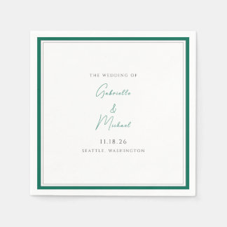 Guardanapo De Papel Lenços de casamento com escrita elegante em verde 