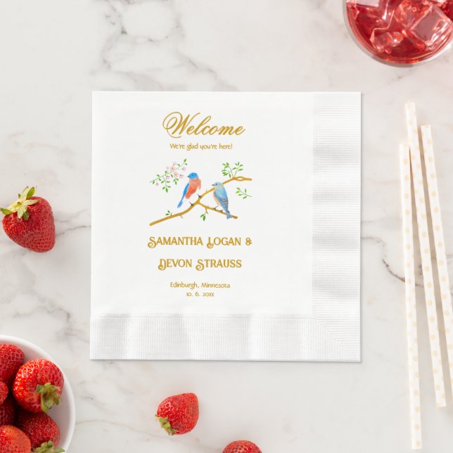 Guardanapo De Papel Lenços de casamento cunhados brancos de pássaros a (Insitu)