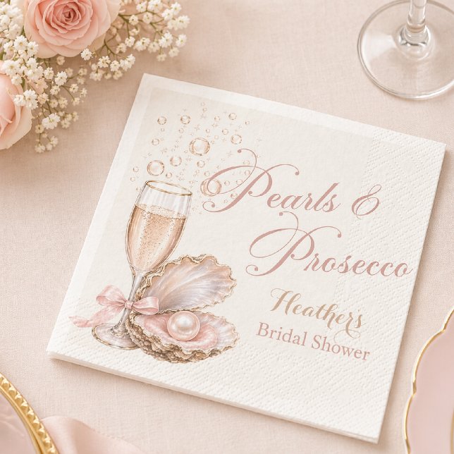 Guardanapo De Papel Lenços de Papel Pérolas & Prosecco Chá de Noiva |  (Criador carregado)