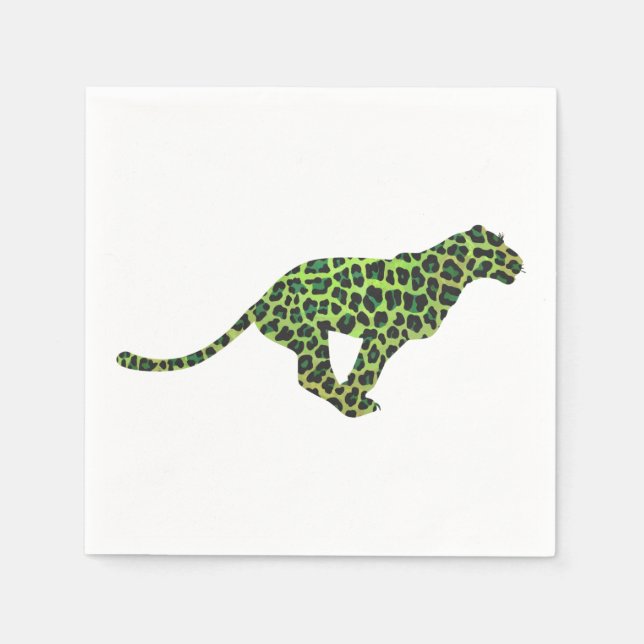 Guardanapo De Papel Leopard Black and Green Silhouette (Frente)