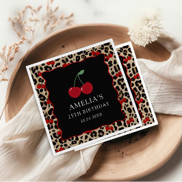 Guardanapo De Papel Leopard Cheetah Cherry Birthday Party Napkins