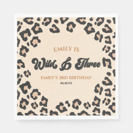 Guardanapo De Papel Leopard Cheetah Wild e Três aniversário de 3 anos