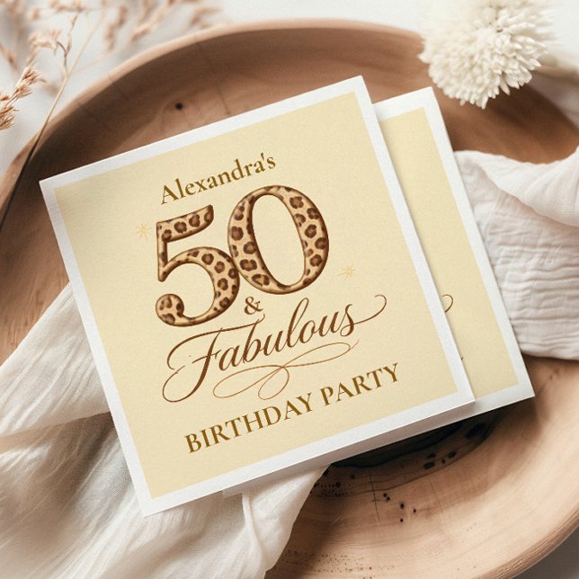Guardanapo De Papel Leopard Neutral 50 & Fabulous Birthday (Criador carregado)