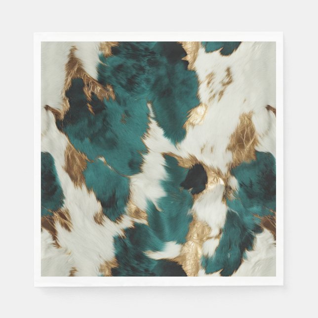 Guardanapo De Papel Leopardo Dourado branco verde (Frente)