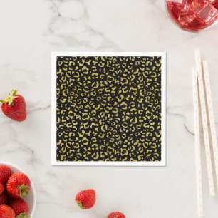 Guardanapo De Papel Leopardo Dourado, Brilhante Dourada, Padrão-Leopar