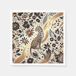 Guardanapo De Papel Leopardo negro e dourado Elegante