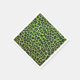 Guardanapo De Papel Leopardo Negro e Impressão Verde
