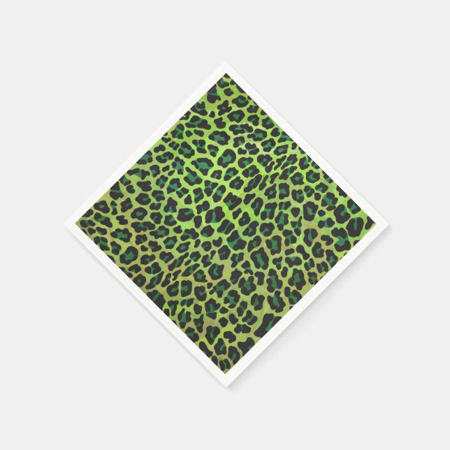 Guardanapo De Papel Leopardo Negro e Impressão Verde (Canto)