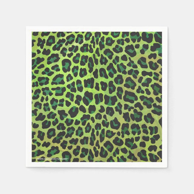 Guardanapo De Papel Leopardo Negro e Impressão Verde (Frente)