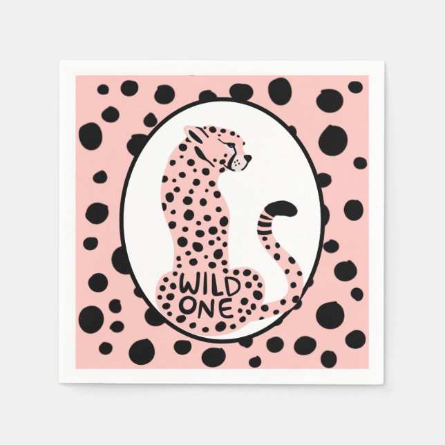 Guardanapo De Papel Leopardo Rosa Selvagem Primeiro Aniversário (Frente)
