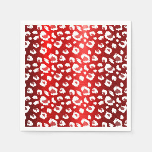 Guardanapo De Papel Leopardo Vermelho Metálico Elegante Estiloso Fest