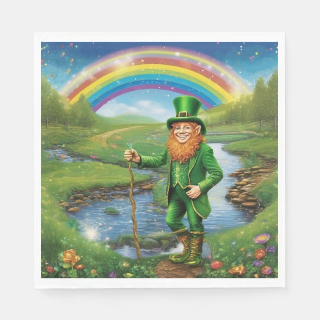 Guardanapo De Papel Leprechaun Rainbow (Frente)