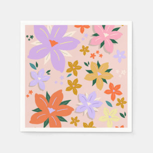 Guardanapo De Papel Les Fleurs 04 Retro Colorful Floral