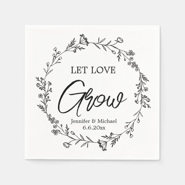 Guardanapo De Papel let love grow ,botanical wedding  (Frente)