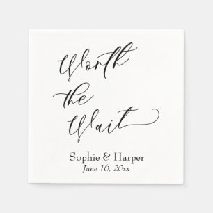 Guardanapo De Papel Letra de Script de Luxo Simples Valendo a Espera