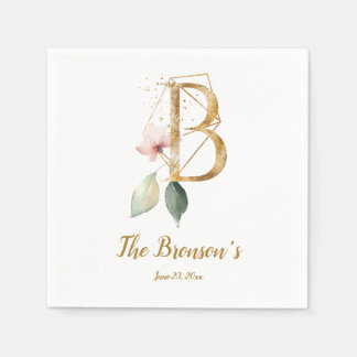 Guardanapo De Papel Letra Estilizada B Casamento Floral Napkins