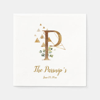 Guardanapo De Papel Letra Estilizada P Casamento Floral Napkins