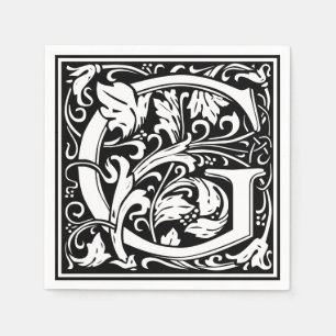 Guardanapo De Papel Letra G Monograma Medieval Art Nouveau