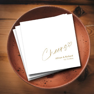 Guardanapo De Papel Letra Moderna e Dourada de Mão: Casamento Elegante