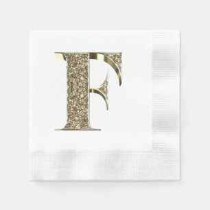 Guardanapo De Papel Letra monograma inicial F faíscas Douradas Elegan
