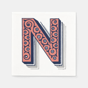 Guardanapo De Papel Letra "N" bordado elegante