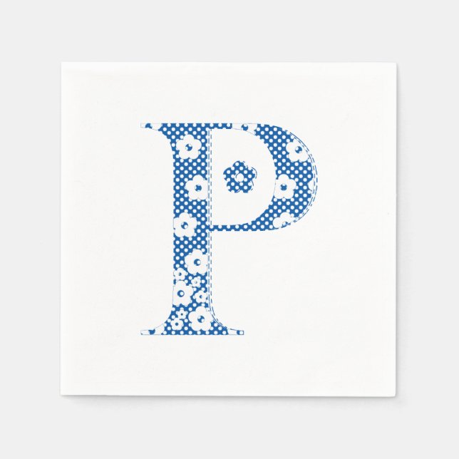 Guardanapo De Papel Letra Padrão Flor P (azul) (Frente)