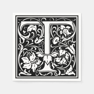 Guardanapo De Papel Letra T Monograma Medieval Art Nouveau