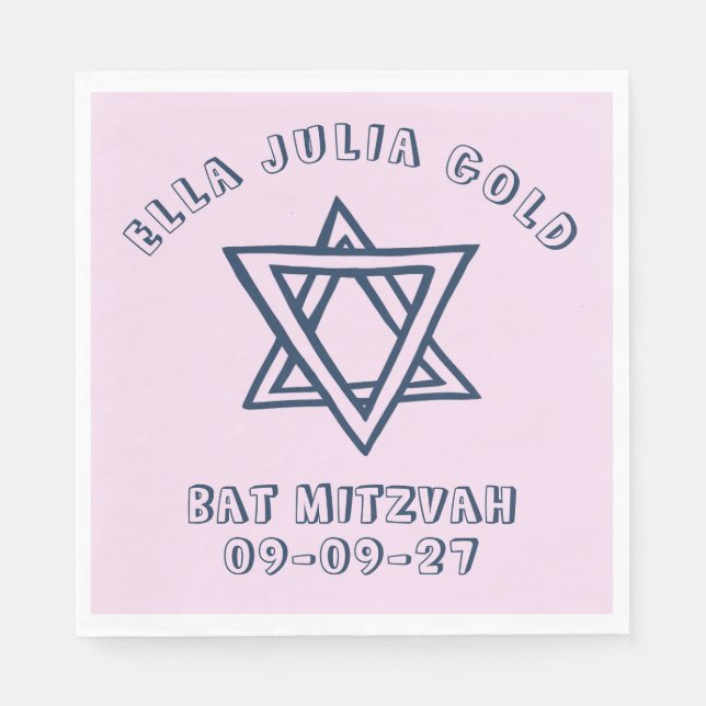 Guardanapo De Papel LETRAS EXTERNAS ESTRELA DE DAVID Custom Bat Mitzva (Frente)