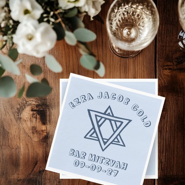 Guardanapo De Papel LETRAS EXTERNAS ESTRELA DE DAVID Custom Bat Mitzva (OUTLINE LETTERS STAR of DAVID Custom Bat Mitzvah Napkins
)