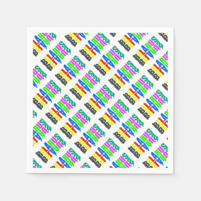 Guardanapo De Papel Letras Felizes Coloridas da Bielorrússia (Frente)