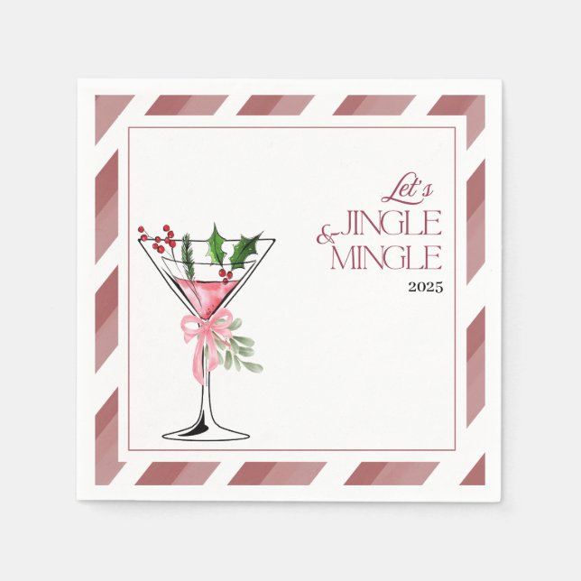Guardanapo De Papel Let's Jingle and Mingle Holiday Party  (Frente)