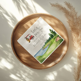 Guardanapo De Papel Let's Par Tee Red Cart Golf Baby Shower Party