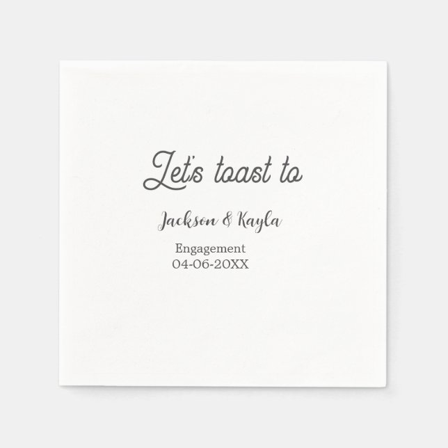 Guardanapo De Papel Let's toast to engagement party name date elegant  (Frente)