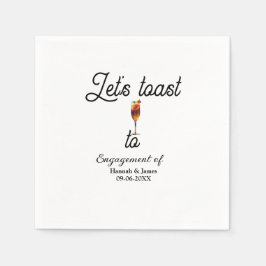 Guardanapo De Papel Let's toast to engagement party name date glass