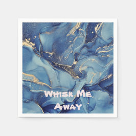 Guardanapo De Papel Leva-me para longe, Mármaco Azul Monograma |